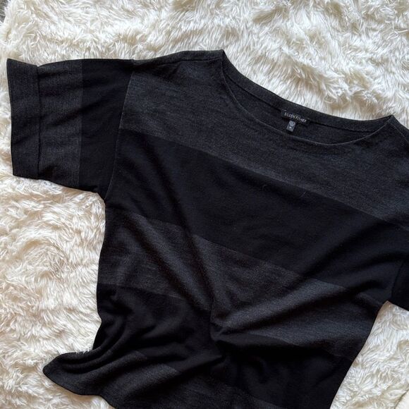 Eileen Fisher Tops - Eileen Fisher Black and Gray Striped Tee